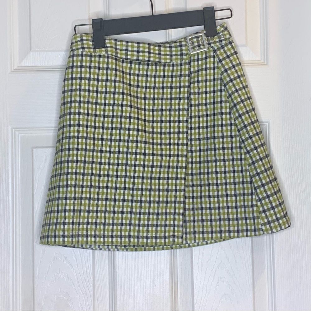 John Galt lime plaid skirt with buckle Size Small - Picture 2 of 9